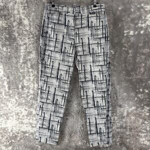 MM Lafleur Size 10 Flat Front Straight Leg Casual Button Zip White Black